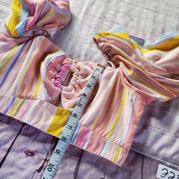 Showpo Ressy Mini Skit Size 10 Khaia Keyhole Top Size 8 Multi Stripe Set - Picture 13 of 16